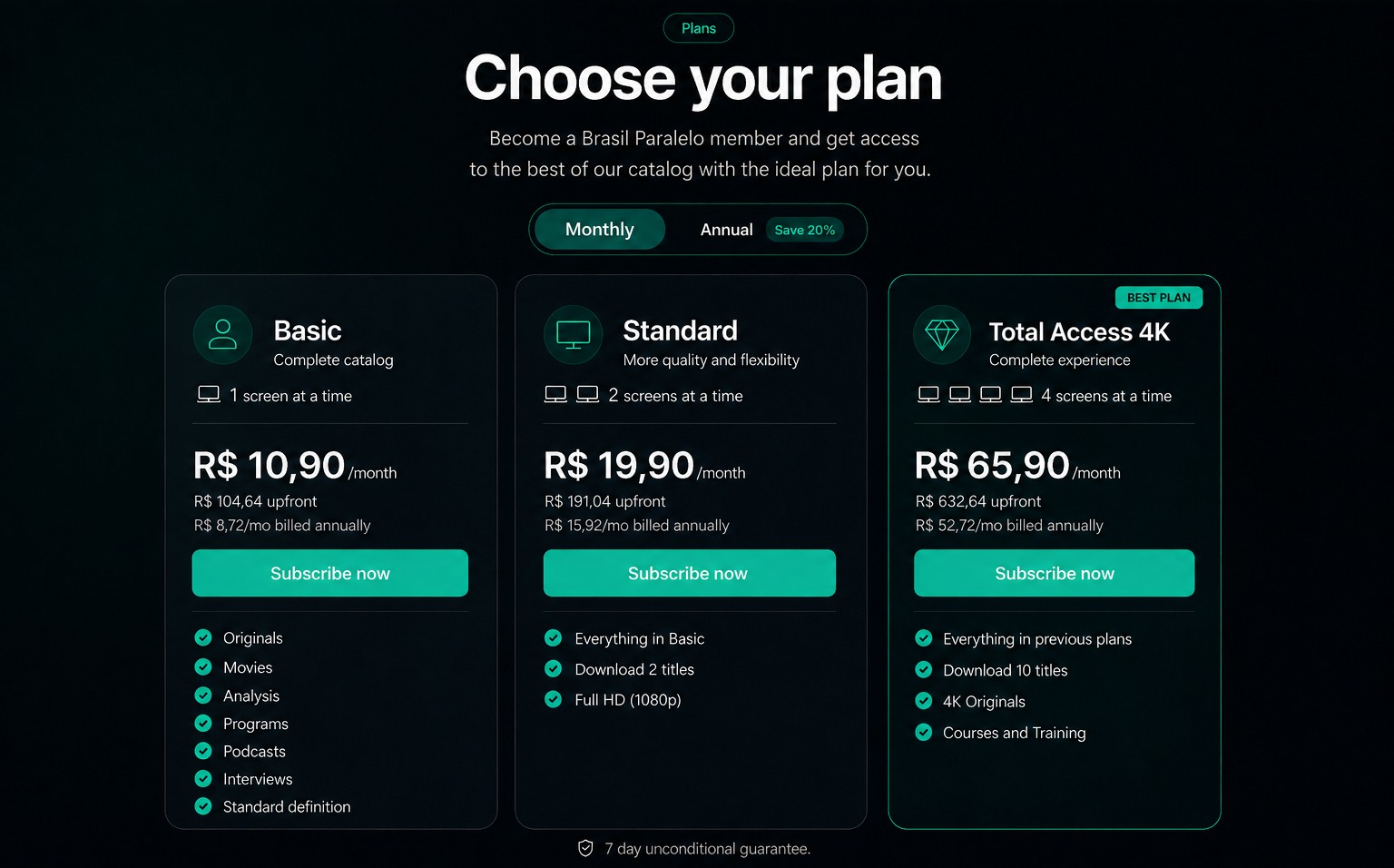 Reconstruction of the three tier plan structure: Basic, Standard and Total Access 4K, differentiated by downloads and resolution